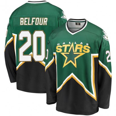 Men's Premier Dallas Stars Ed Belfour Fanatics Branded Breakaway Kelly Heritage Jersey - Green/Black