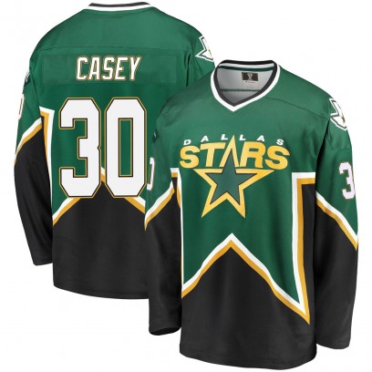 Men's Premier Dallas Stars Jon Casey Fanatics Branded Breakaway Kelly Heritage Jersey - Green/Black
