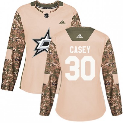 Women's Authentic Dallas Stars Jon Casey Adidas Veterans Day Practice Jersey - Camo