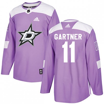 Men's Authentic Dallas Stars Mike Gartner Adidas Fights Cancer Practice Jersey - Purple