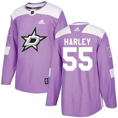 Men's Authentic Dallas Stars Thomas Harley Adidas Fights Cancer Practice Jersey - Purple