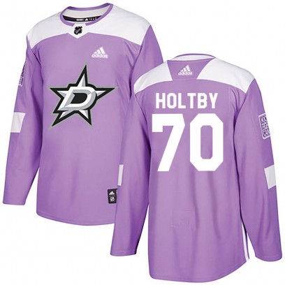 Men's Authentic Dallas Stars Braden Holtby Adidas Fights Cancer Practice Jersey - Purple