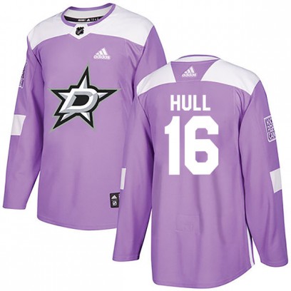 Men's Authentic Dallas Stars Brett Hull Adidas Fights Cancer Practice Jersey - Purple