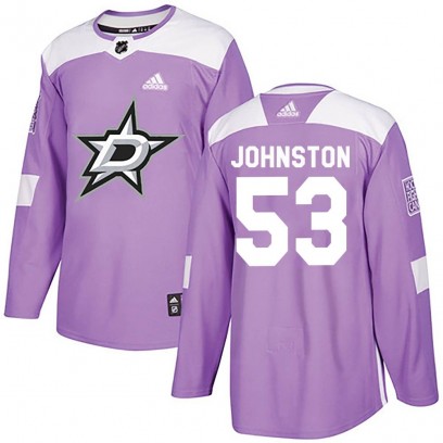 Men's Authentic Dallas Stars Wyatt Johnston Adidas Fights Cancer Practice Jersey - Purple
