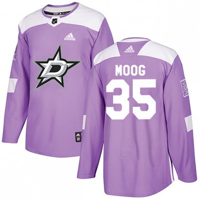 Men's Authentic Dallas Stars Andy Moog Adidas Fights Cancer Practice Jersey - Purple