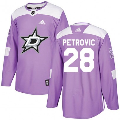 Men's Authentic Dallas Stars Alexander Petrovic Adidas Fights Cancer Practice Jersey - Purple