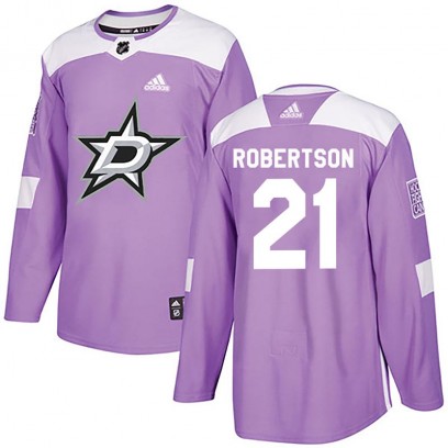 Men's Authentic Dallas Stars Jason Robertson Adidas Fights Cancer Practice Jersey - Purple