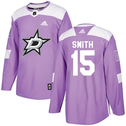 Men's Authentic Dallas Stars Bobby Smith Adidas Fights Cancer Practice Jersey - Purple