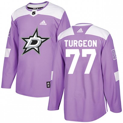 Men's Authentic Dallas Stars Pierre Turgeon Adidas Fights Cancer Practice Jersey - Purple
