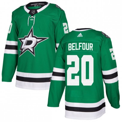 Men's Authentic Dallas Stars Ed Belfour Adidas Home Jersey - Green