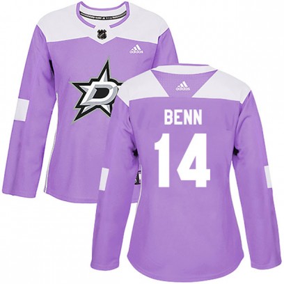 Women's Authentic Dallas Stars Jamie Benn Adidas Fights Cancer Practice Jersey - Purple