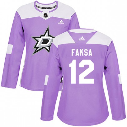 Women's Authentic Dallas Stars Radek Faksa Adidas Fights Cancer Practice Jersey - Purple