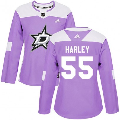 Women's Authentic Dallas Stars Thomas Harley Adidas Fights Cancer Practice Jersey - Purple