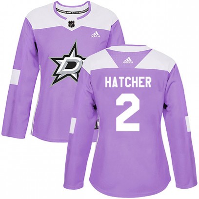 Women's Authentic Dallas Stars Derian Hatcher Adidas Fights Cancer Practice Jersey - Purple