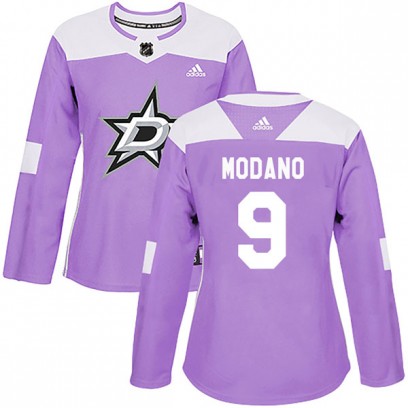 Women's Authentic Dallas Stars Mike Modano Adidas Fights Cancer Practice Jersey - Purple