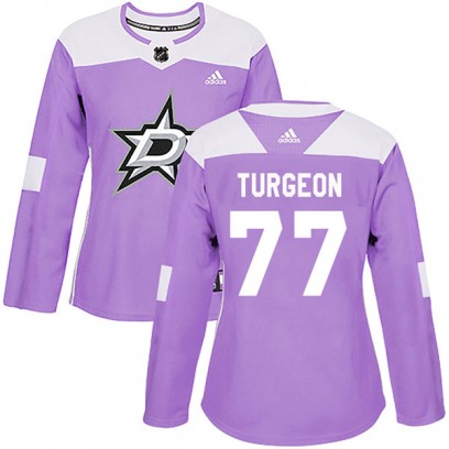 Women's Authentic Dallas Stars Pierre Turgeon Adidas Fights Cancer Practice Jersey - Purple
