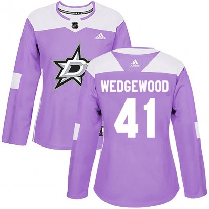 Women's Authentic Dallas Stars Scott Wedgewood Adidas Fights Cancer Practice Jersey - Purple