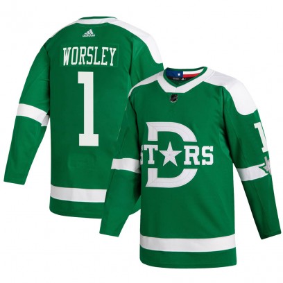 Youth Authentic Dallas Stars Gump Worsley Adidas 2020 Winter Classic Jersey - Green