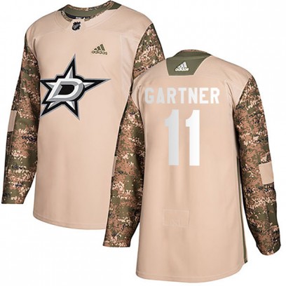 Youth Authentic Dallas Stars Mike Gartner Adidas Veterans Day Practice Jersey - Camo