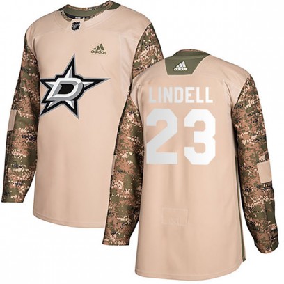 Youth Authentic Dallas Stars Esa Lindell Adidas Veterans Day Practice Jersey - Camo