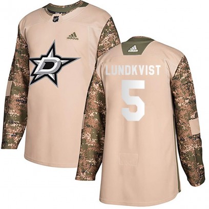 Youth Authentic Dallas Stars Nils Lundkvist Adidas Veterans Day Practice Jersey - Camo