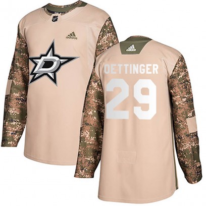 Youth Authentic Dallas Stars Jake Oettinger Adidas ized Veterans Day Practice Jersey - Camo