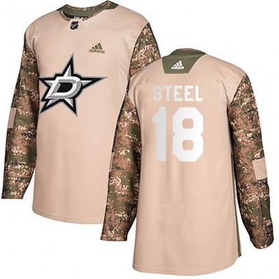 Youth Authentic Dallas Stars Sam Steel Adidas Veterans Day Practice Jersey - Camo