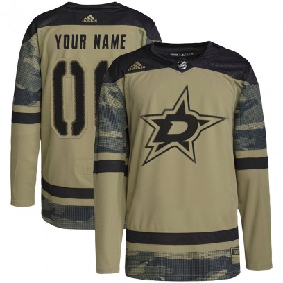 Youth Authentic Dallas Stars Custom Adidas Custom Military Appreciation Practice Jersey - Camo