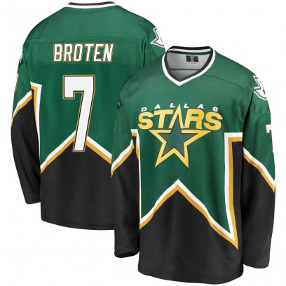 Men's Premier Dallas Stars Neal Broten Fanatics Branded Breakaway Kelly Heritage Jersey - Green/Black