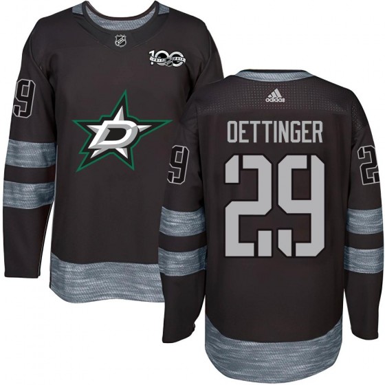 Men's Authentic Dallas Stars Jake Oettinger 1917-2017 100th Anniversary Jersey - Black