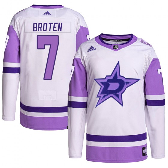 Men's Authentic Dallas Stars Neal Broten Adidas Hockey Fights Cancer Primegreen Jersey - White/Purple