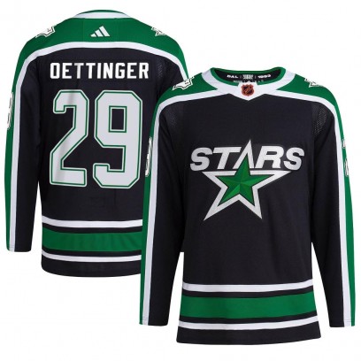 Men's Authentic Dallas Stars Jake Oettinger Adidas Reverse Retro 2.0 Jersey - Black