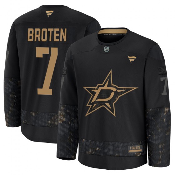 Youth Premium Dallas Stars Neal Broten Fanatics 2024 Military Appreciation Practice Jersey - Black