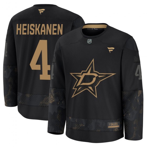 Youth Premium Dallas Stars Miro Heiskanen Fanatics 2024 Military Appreciation Practice Jersey - Black